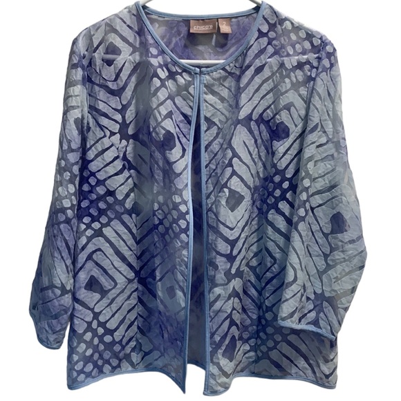 Chico’s sheer blue blazer L / Size 12 - Picture 12 of 12